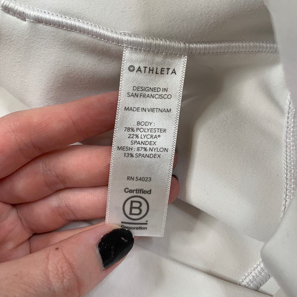 Athleta Shorts Women M Medium White Mesh Me Up High Waisted Stash Pockets PullOn - Picture 6 of 12